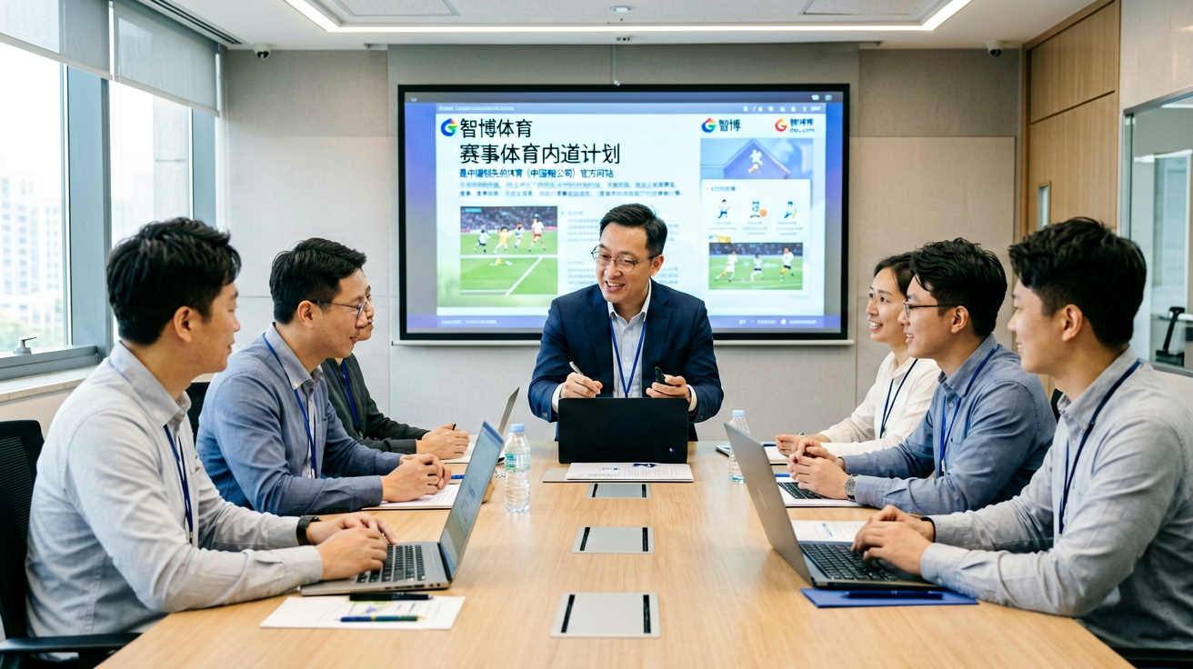 智博体育内容团队在会议室讨论赛事报道计划